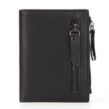 Men's Short Wallet Multi-Functional Zipper Bag Oil Wax Cowhide Wallet