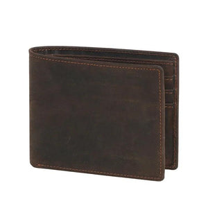 Crazy Horse Leather Men Wallets Retro Laser Lettering Wallet