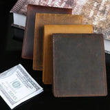 Crazy Horse Leather Men Wallets Retro Laser Lettering Wallet