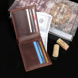 Crazy Horse Leather Men Wallets Retro Laser Lettering Wallet