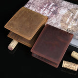 Crazy Horse Leather Men Wallets Retro Laser Lettering Wallet