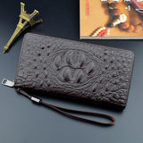 Men's Crocodile Pattern Long Wallet with Zipper Clutch