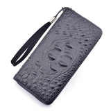 Men's Crocodile Pattern Long Wallet with Zipper Clutch