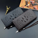 Men's Crocodile Pattern Long Wallet with Zipper Clutch