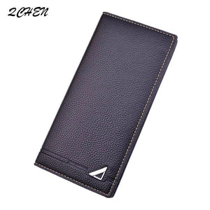 Men's Long 3 Fold Soft Skin Wallet Multi-Card Clip Metal 013