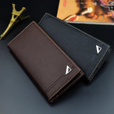 Men's Long 3 Fold Soft Skin Wallet Multi-Card Clip Metal 013