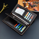 Men's Long 3 Fold Soft Skin Wallet Multi-Card Clip Metal 013