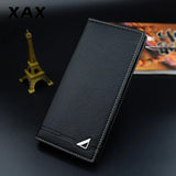 Men's Long 3 Fold Soft Skin Wallet Multi-Card Clip Metal 013