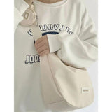 Foufurieux Canvas Sling Shoulder Bag Y2K Medium Size Soft Square Crossbody Pouch