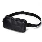 Men's Casual Chest bag PU Leather Waist bag Small Double zipper Messenger Bag