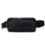 Men's Casual Chest bag PU Leather Waist bag Small Double zipper Messenger Bag