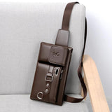 Men's Crossbody Shoulder Bag PU Leather Chest Bags