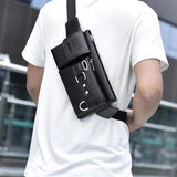 Men's Crossbody Shoulder Bag PU Leather Chest Bags