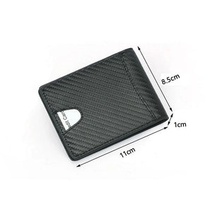 RFID Carbon Fiber Slim Money Clip for Men Leather Mini Wallet