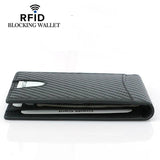 RFID Carbon Fiber Slim Money Clip for Men Leather Mini Wallet