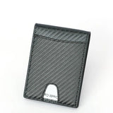 RFID Carbon Fiber Slim Money Clip for Men Leather Mini Wallet