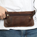 Leather Men's Pockets Retro Sports Waist Chest Bag