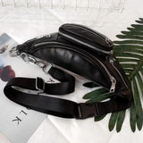 Vintage Leather Waist Bag Chest Bag Shoulder Chain Money Purse