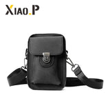 Crazy Horse PU Leather Men Small Waist Pack Mobile Phone Case Travel Bags