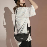 Women Canvas Chest Bags Waist Bag Casual Leather Half Moon Bags