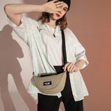 Women Canvas Chest Bags Waist Bag Casual Leather Half Moon Bags