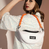 Women Canvas Chest Bags Waist Bag Casual Leather Half Moon Bags