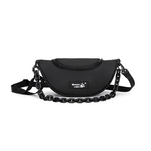 Women Canvas Chest Bags Waist Bag Casual Leather Half Moon Bags