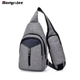 Unisex Anti-Theft USB Chest Bag Men Shoulder Messenger Bags