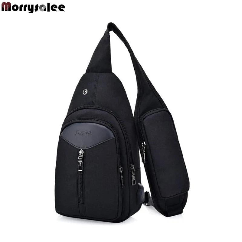 Unisex Anti-Theft USB Chest Bag Men Shoulder Messenger Bags
