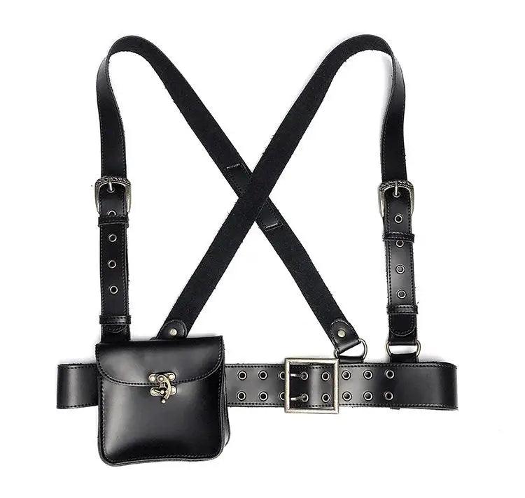 Bag Punk Motorcycle PU Leather Retro Waist Bags Backpacks Clothing Accessories