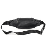 High-End PU Leather Men's Waist Bag with Skull Rivet Design