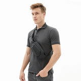 Men's Crossbody Bag Theftproof Rotatable Button Open Leather Chest Bags
