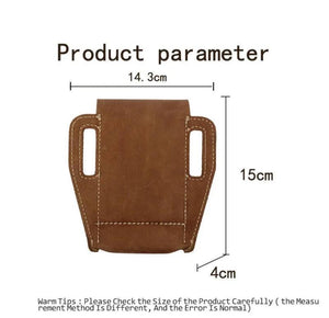 Men Crazy Horse Skin Leather Waist Bag Clip Outdoor Phone Pouch