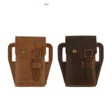 Men Crazy Horse Skin Leather Waist Bag Clip Outdoor Phone Pouch