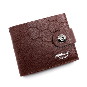 Casual Stone Pattern Men's Wallet Short Magnetic Buckle Thin Leather Clip