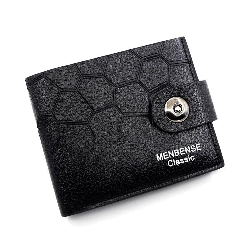 Casual Stone Pattern Men's Wallet Short Magnetic Buckle Thin Leather Clip