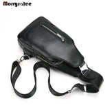 Men's PU Leather Messenger Bag Crossbody Business Handbag USB
