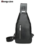 Men's PU Leather Messenger Bag Crossbody Business Handbag USB