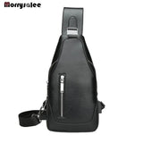 Men's PU Leather Messenger Bag Crossbody Business Handbag USB