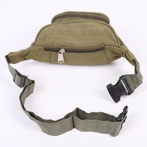 Men Canvas Waist Bag for Sport Casual Two Layer Waist Pack Climbing Riding