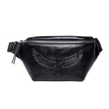 Men's Eagle Embossing Chest Bag PU Leather Crossbody Waist Pack Fanny Bum Bag
