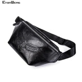 Men's Eagle Embossing Chest Bag PU Leather Crossbody Waist Pack Fanny Bum Bag