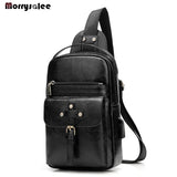 PU Leather Crossbody Bags Men Casual Messenger Bag Male Shoulder Bag Chest Pack