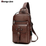 PU Leather Crossbody Bags Men Casual Messenger Bag Male Shoulder Bag Chest Pack