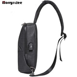 PU Leather Crossbody Bags Men Casual Messenger Bag Male Shoulder Bag Chest Pack