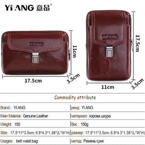 Oil Wax Cowhide Men's Belt Bag Small Travel Fanny Pack