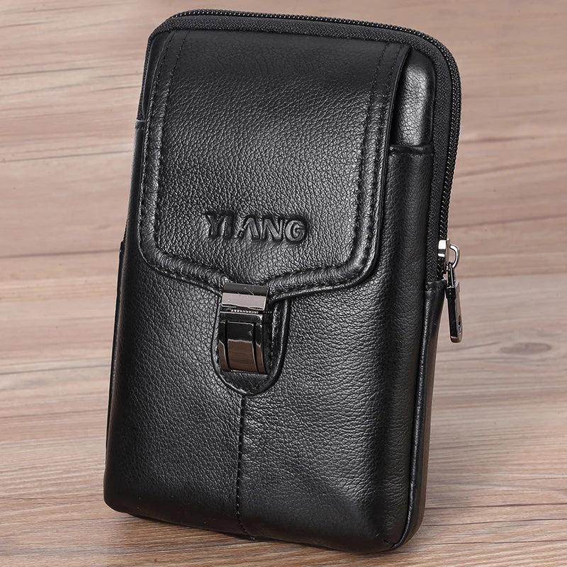 Oil Wax Cowhide Men's Belt Bag Small Travel Fanny Pack