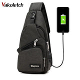 Anti Theft Crossbody Bag USB Charging Shoulder Bag Men School Trip Messenger Bag
