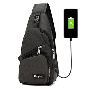 Anti Theft Crossbody Bag USB Charging Shoulder Bag Men School Trip Messenger Bag