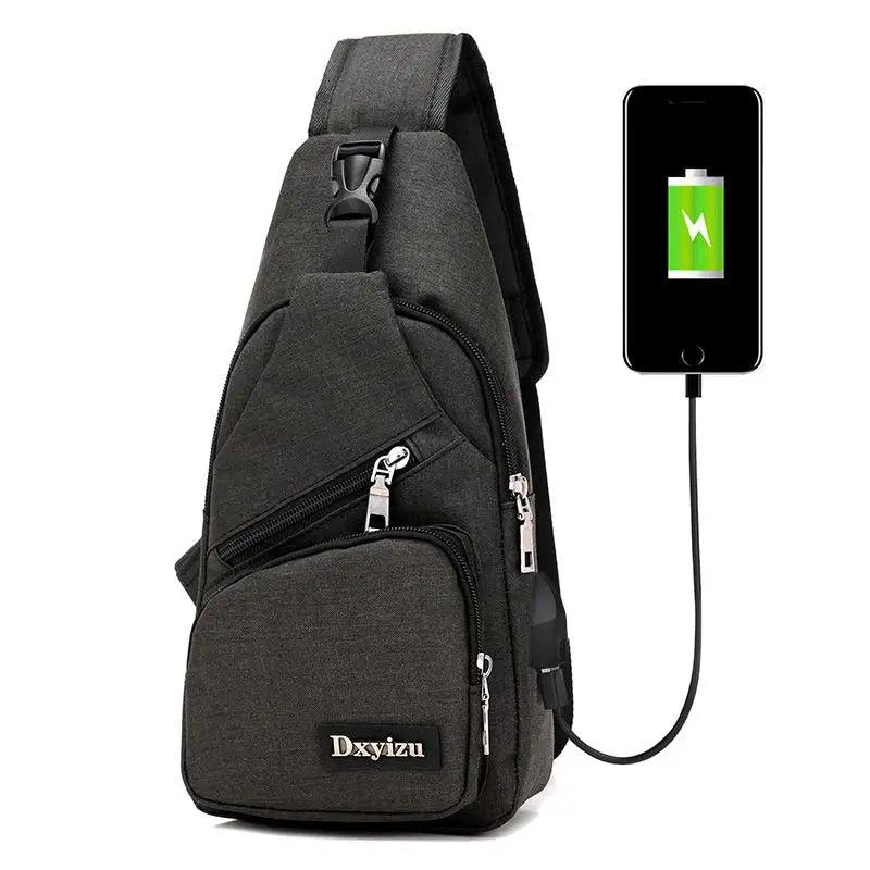 Anti Theft Crossbody Bag USB Charging Shoulder Bag Men School Trip Messenger Bag